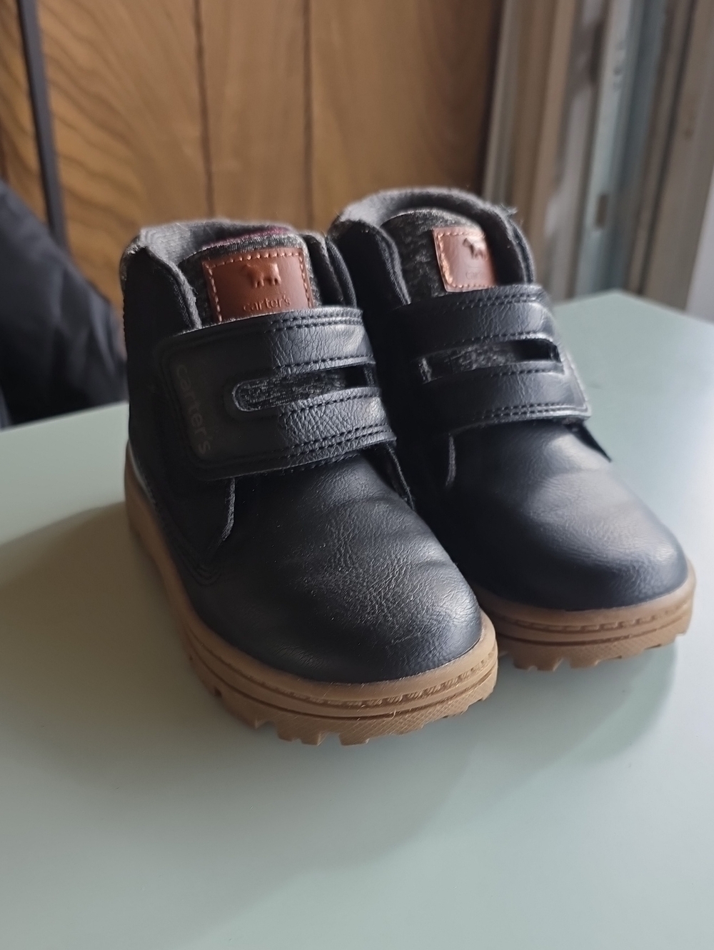 Carter's Black Kids Ankle Boots with Tan Sole